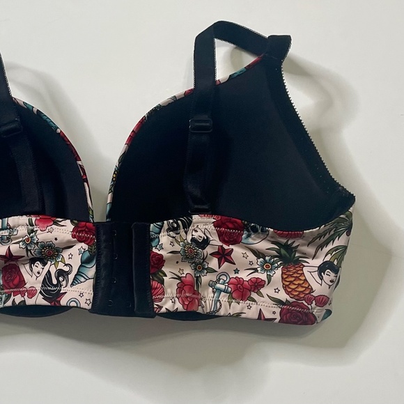 TORRID Curve Mermaid Tattoo Print Push Up Bra‎ Underwire Pin-Up Girl Retro 40DDD - Picture 7 of 13
